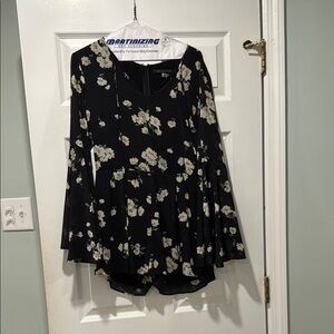 Black and White Floral Graphic Jumpsuit